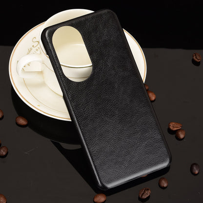 For Huawei P50 Pro Litchi Texture Scratch-resistant PU Leather Coated Phone Cover Hard PC Back Case