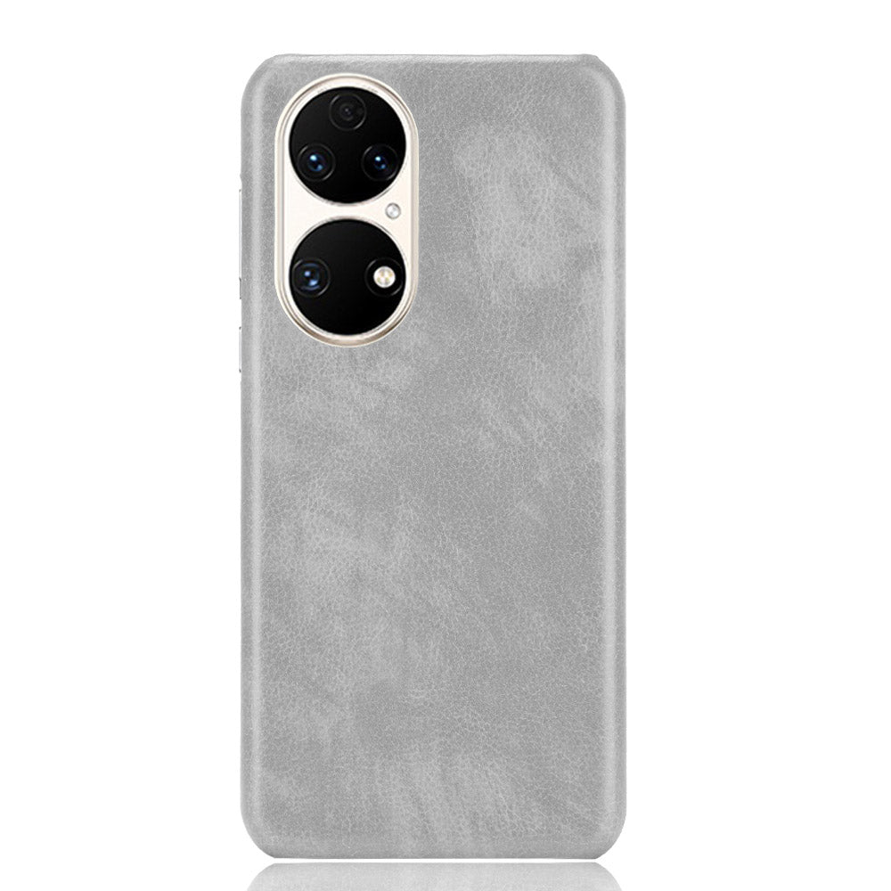 For Huawei P50 Pro Litchi Texture Scratch-resistant PU Leather Coated Phone Cover Hard PC Back Case