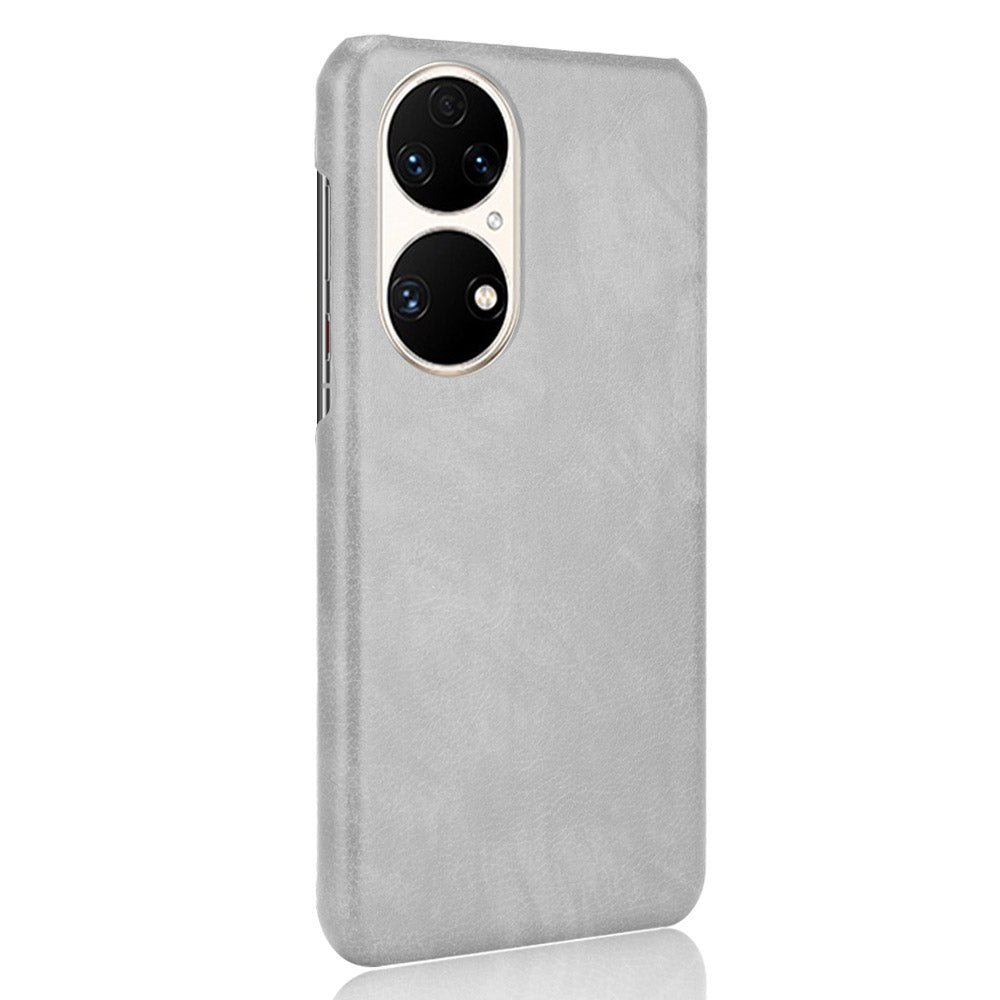 For Huawei P50 Pro Litchi Texture Scratch-resistant PU Leather Coated Phone Cover Hard PC Back Case