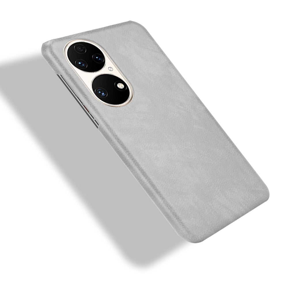 For Huawei P50 Pro Litchi Texture Scratch-resistant PU Leather Coated Phone Cover Hard PC Back Case