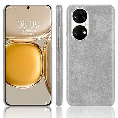 For Huawei P50 Pro Litchi Texture Scratch-resistant PU Leather Coated Phone Cover Hard PC Back Case