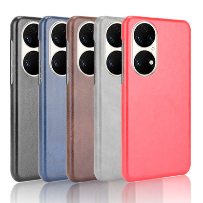 For Huawei P50 Pro Litchi Texture Scratch-resistant PU Leather Coated Phone Cover Hard PC Back Case