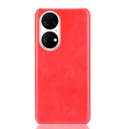 For Huawei P50 Pro Litchi Texture Scratch-resistant PU Leather Coated Phone Cover Hard PC Back Case