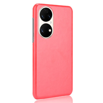 For Huawei P50 Pro Litchi Texture Scratch-resistant PU Leather Coated Phone Cover Hard PC Back Case