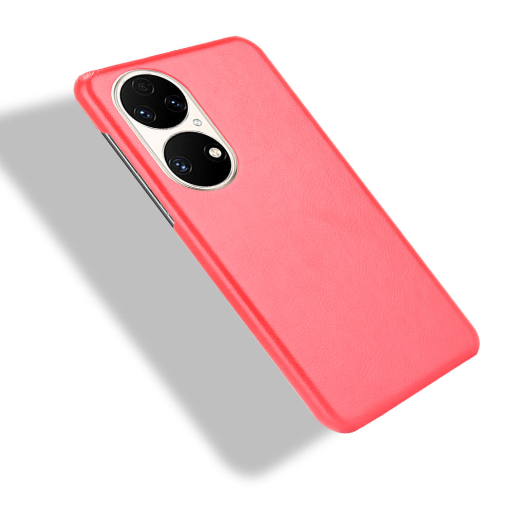 For Huawei P50 Pro Litchi Texture Scratch-resistant PU Leather Coated Phone Cover Hard PC Back Case