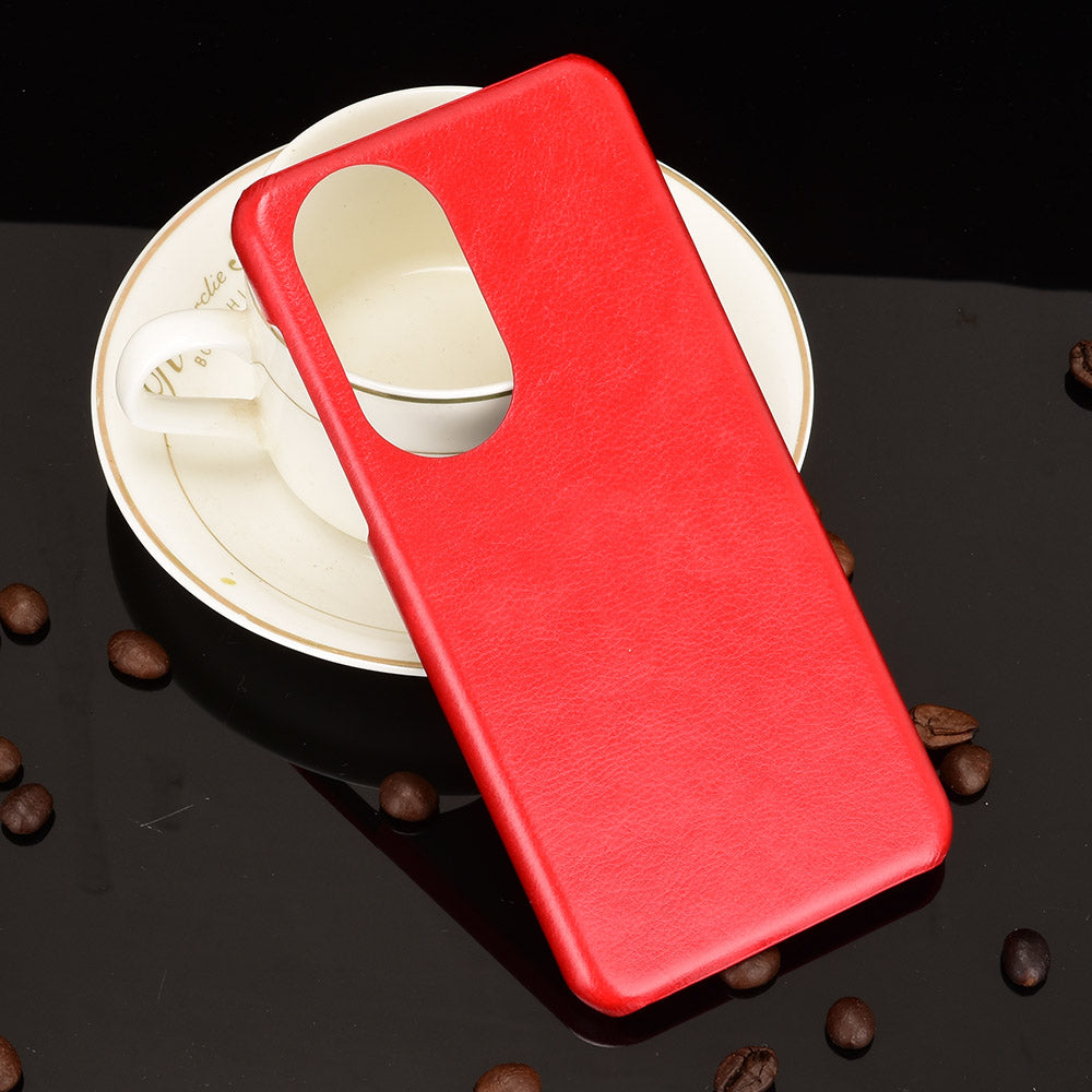 For Huawei P50 Pro Litchi Texture Scratch-resistant PU Leather Coated Phone Cover Hard PC Back Case