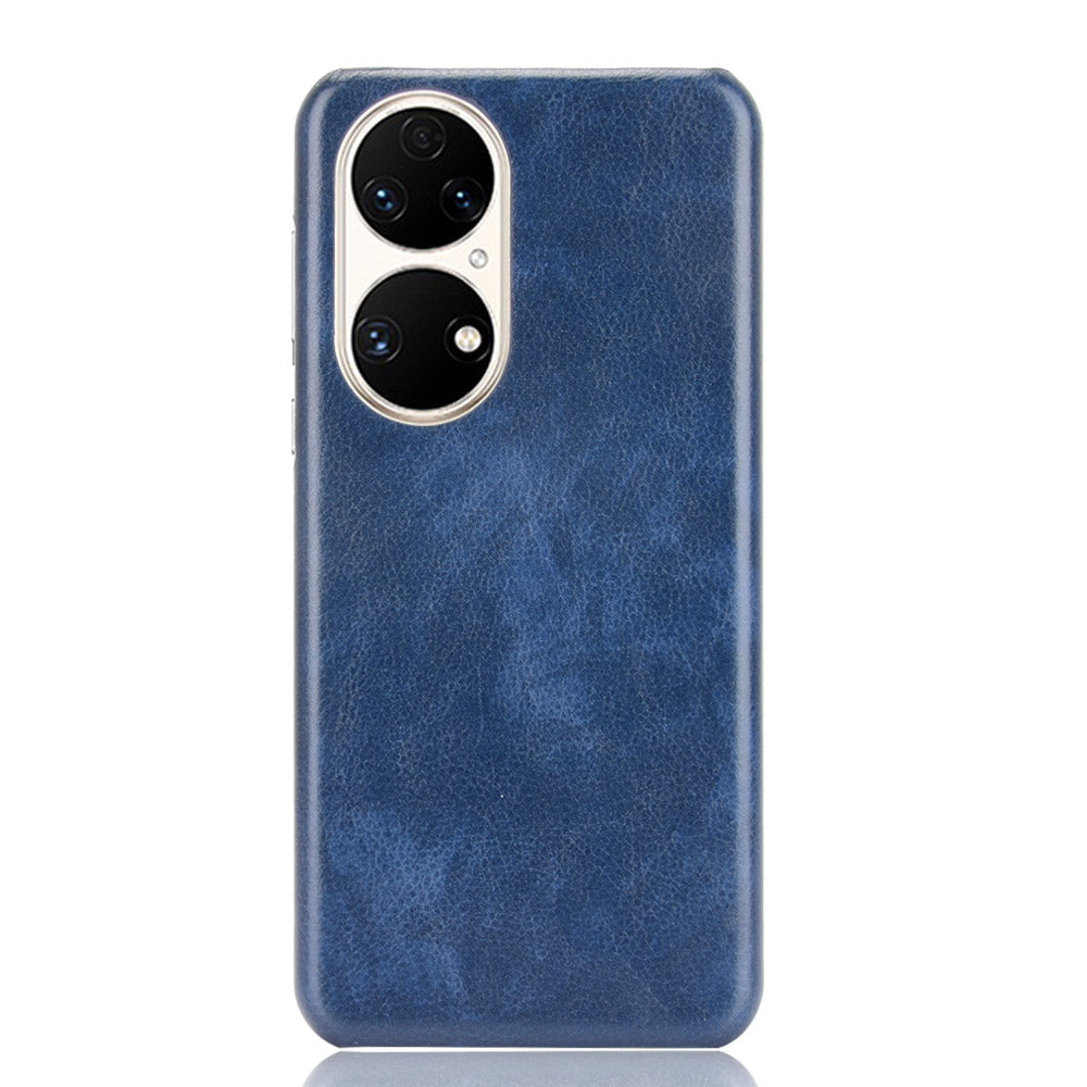 For Huawei P50 Pro Litchi Texture Scratch-resistant PU Leather Coated Phone Cover Hard PC Back Case