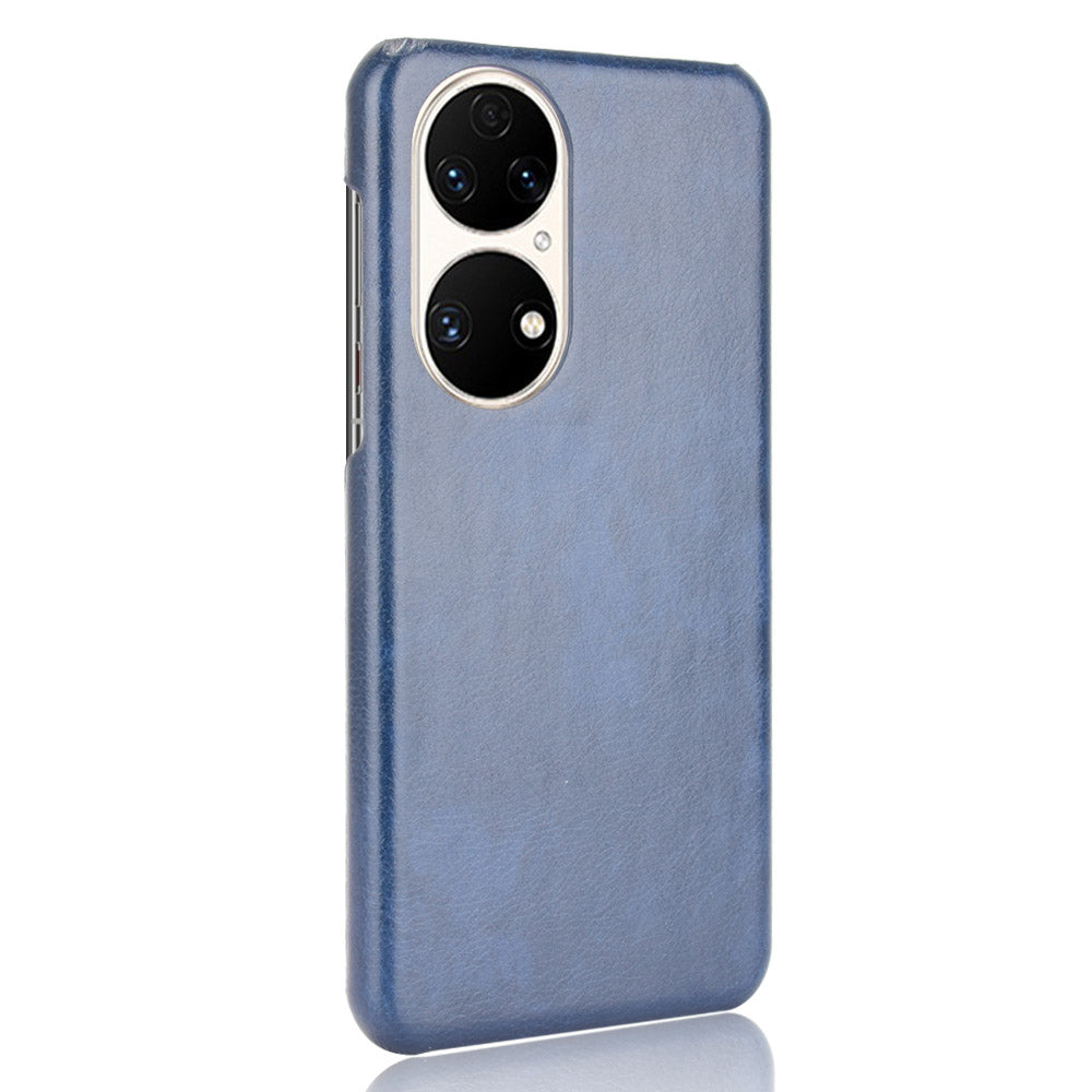 For Huawei P50 Pro Litchi Texture Scratch-resistant PU Leather Coated Phone Cover Hard PC Back Case