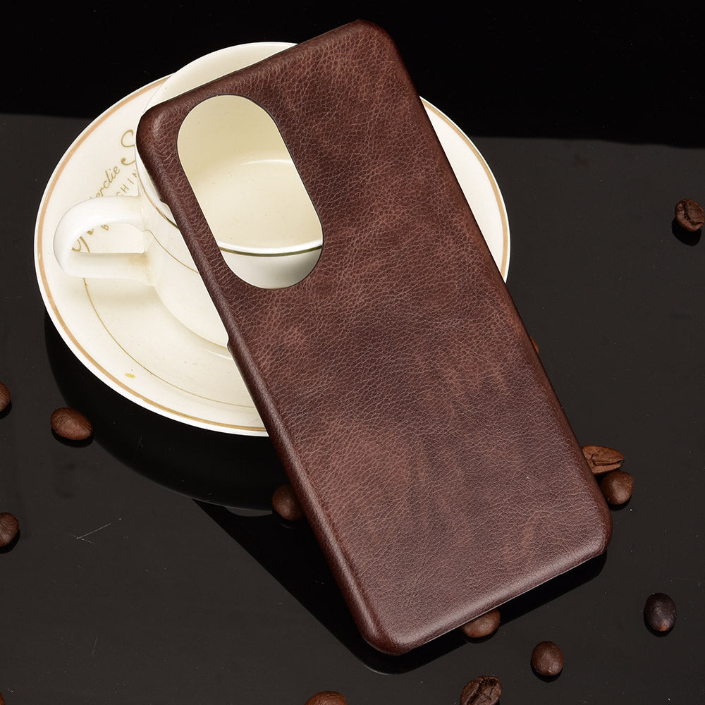 For Huawei P50 Pro Litchi Texture Scratch-resistant PU Leather Coated Phone Cover Hard PC Back Case
