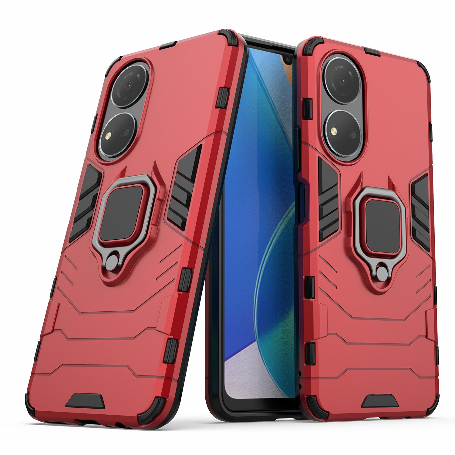 For Honor Play 30 Plus 5G / X7 4G Ring Kickstand Hard PC + Soft TPU Impact-resistant Phone Case