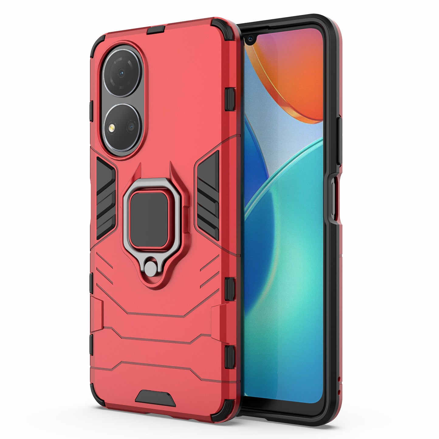 For Honor Play 30 Plus 5G / X7 4G Ring Kickstand Hard PC + Soft TPU Impact-resistant Phone Case