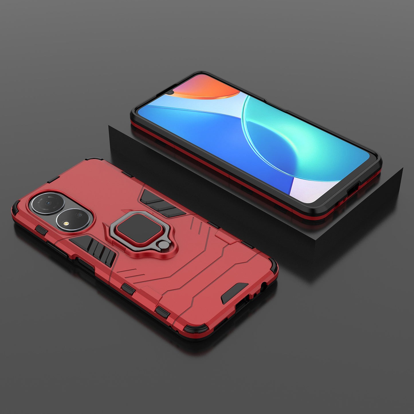 For Honor Play 30 Plus 5G / X7 4G Ring Kickstand Hard PC + Soft TPU Impact-resistant Phone Case