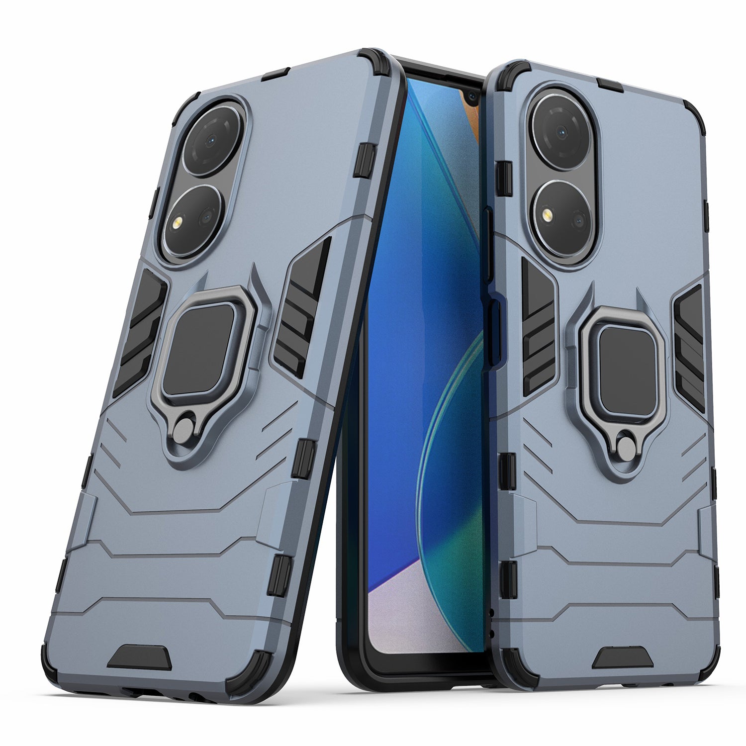For Honor Play 30 Plus 5G / X7 4G Ring Kickstand Hard PC + Soft TPU Impact-resistant Phone Case