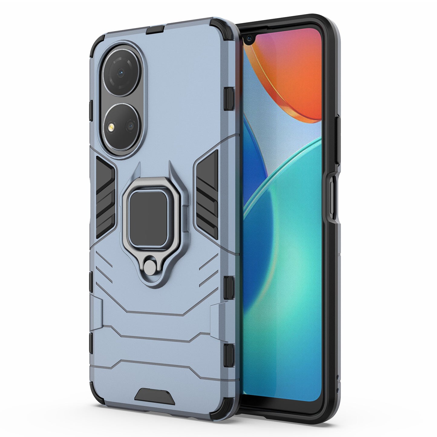 For Honor Play 30 Plus 5G / X7 4G Ring Kickstand Hard PC + Soft TPU Impact-resistant Phone Case