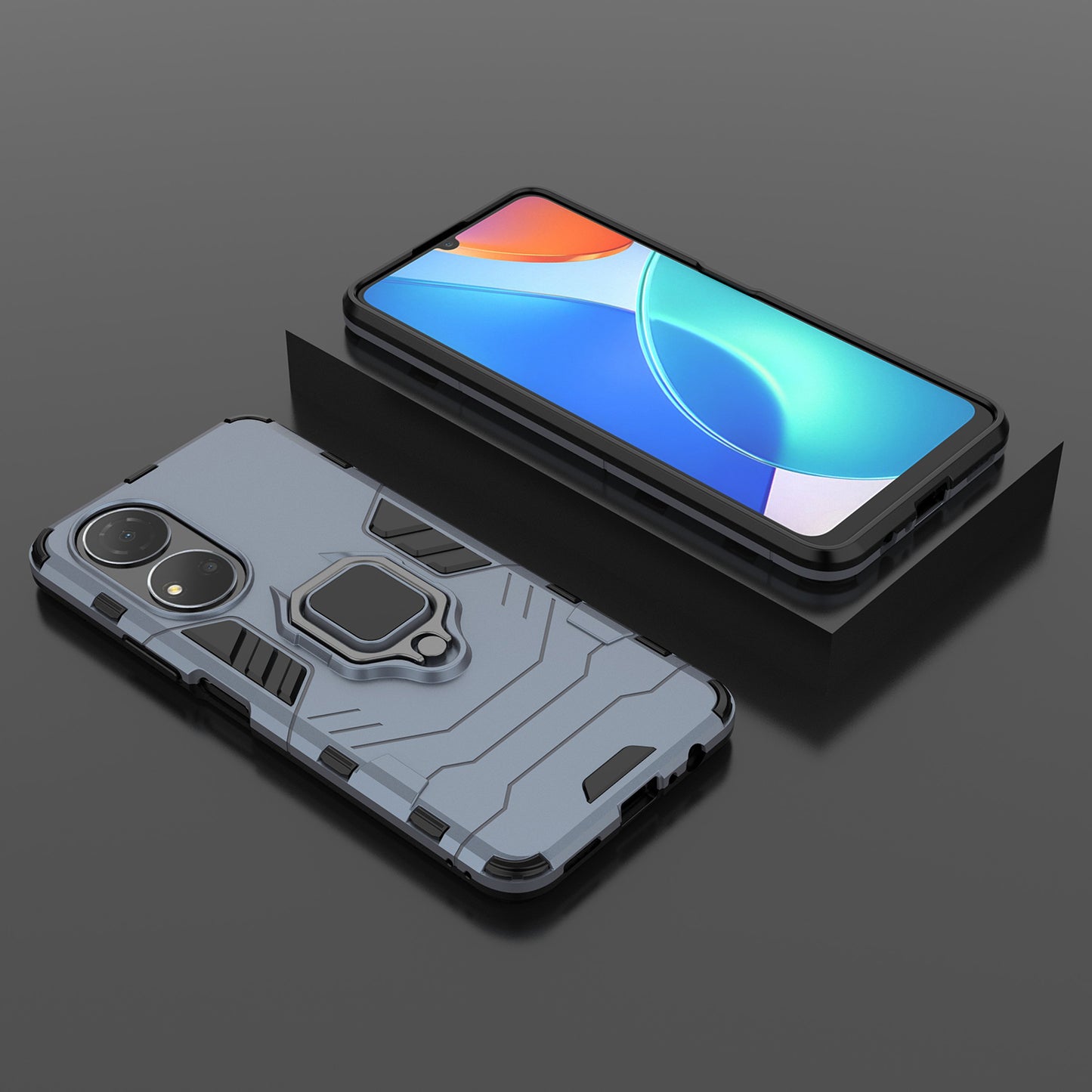 For Honor Play 30 Plus 5G / X7 4G Ring Kickstand Hard PC + Soft TPU Impact-resistant Phone Case