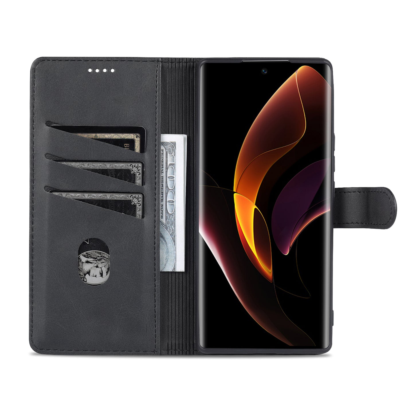 AZNS for Honor 60 Well-protected Anti-fall PU Leather Wallet Stand Mobile Phone Case Cover