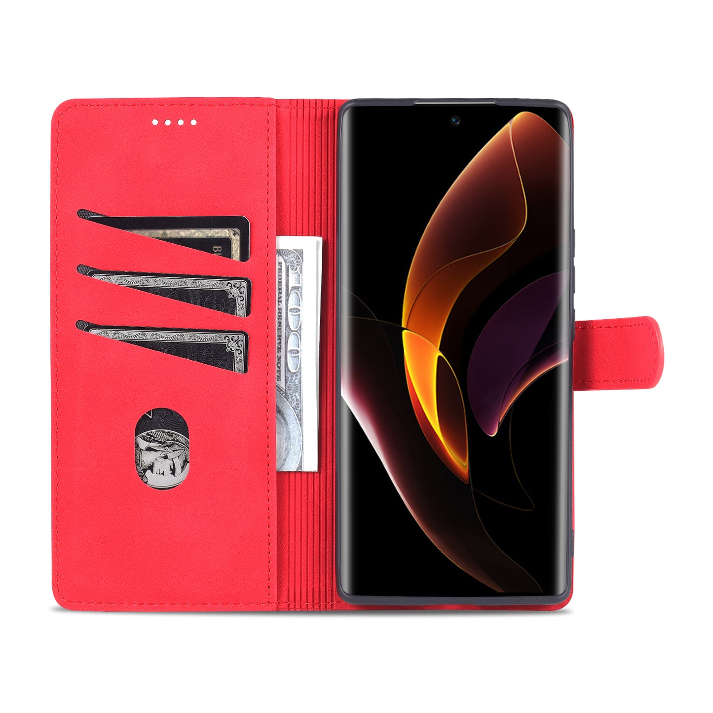 AZNS for Honor 60 Well-protected Anti-fall PU Leather Wallet Stand Mobile Phone Case Cover