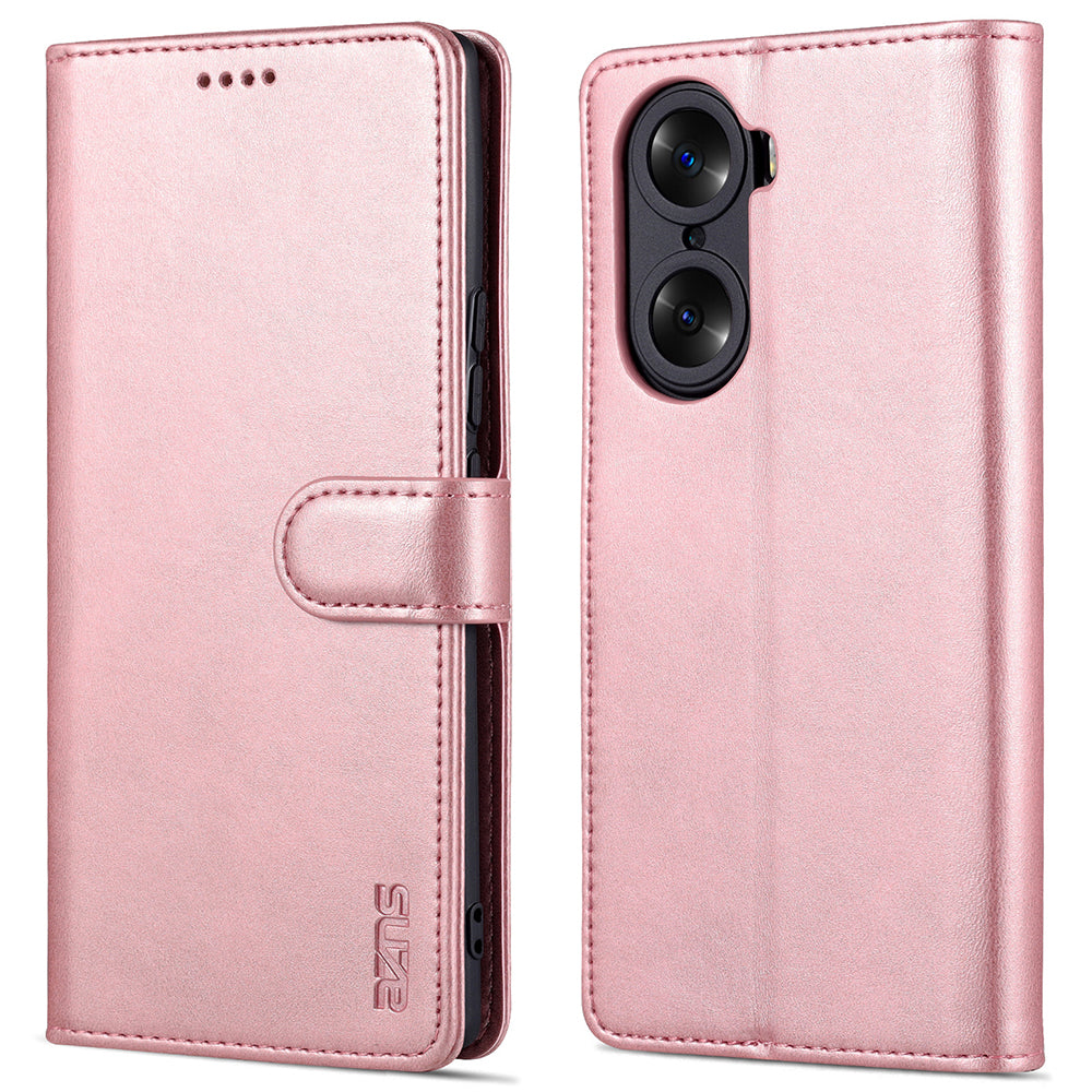AZNS for Honor 60 Well-protected Anti-fall PU Leather Wallet Stand Mobile Phone Case Cover