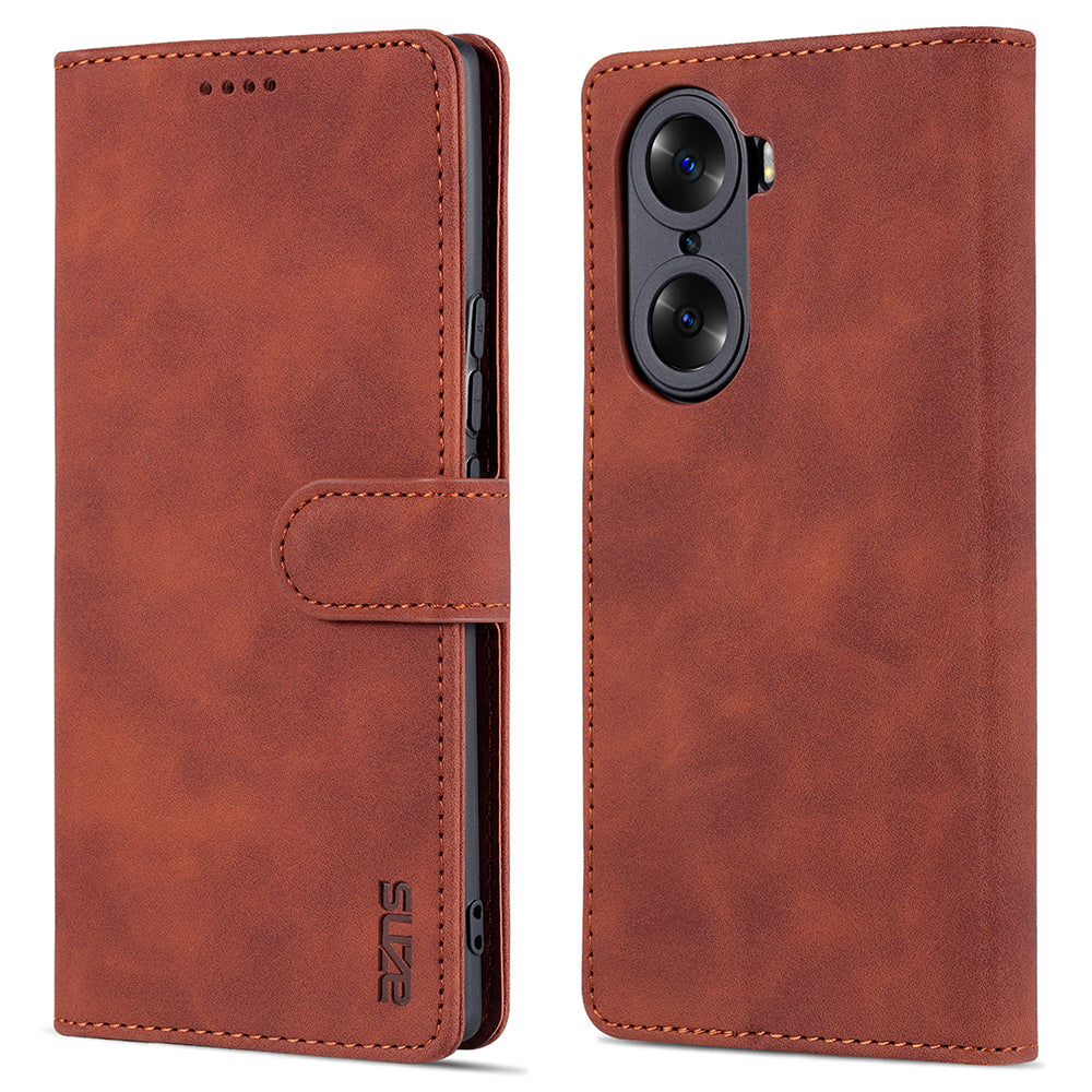 AZNS for Honor 60 Well-protected Anti-fall PU Leather Wallet Stand Mobile Phone Case Cover