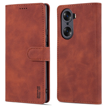 AZNS for Honor 60 Well-protected Anti-fall PU Leather Wallet Stand Mobile Phone Case Cover