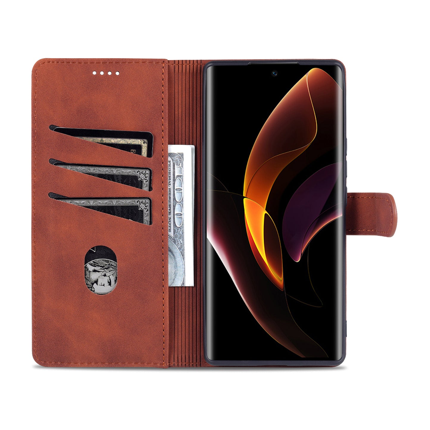 AZNS for Honor 60 Well-protected Anti-fall PU Leather Wallet Stand Mobile Phone Case Cover