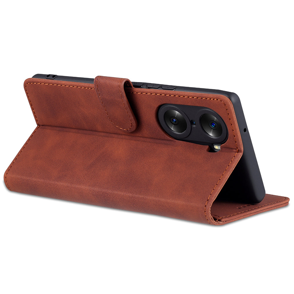 AZNS for Honor 60 Well-protected Anti-fall PU Leather Wallet Stand Mobile Phone Case Cover