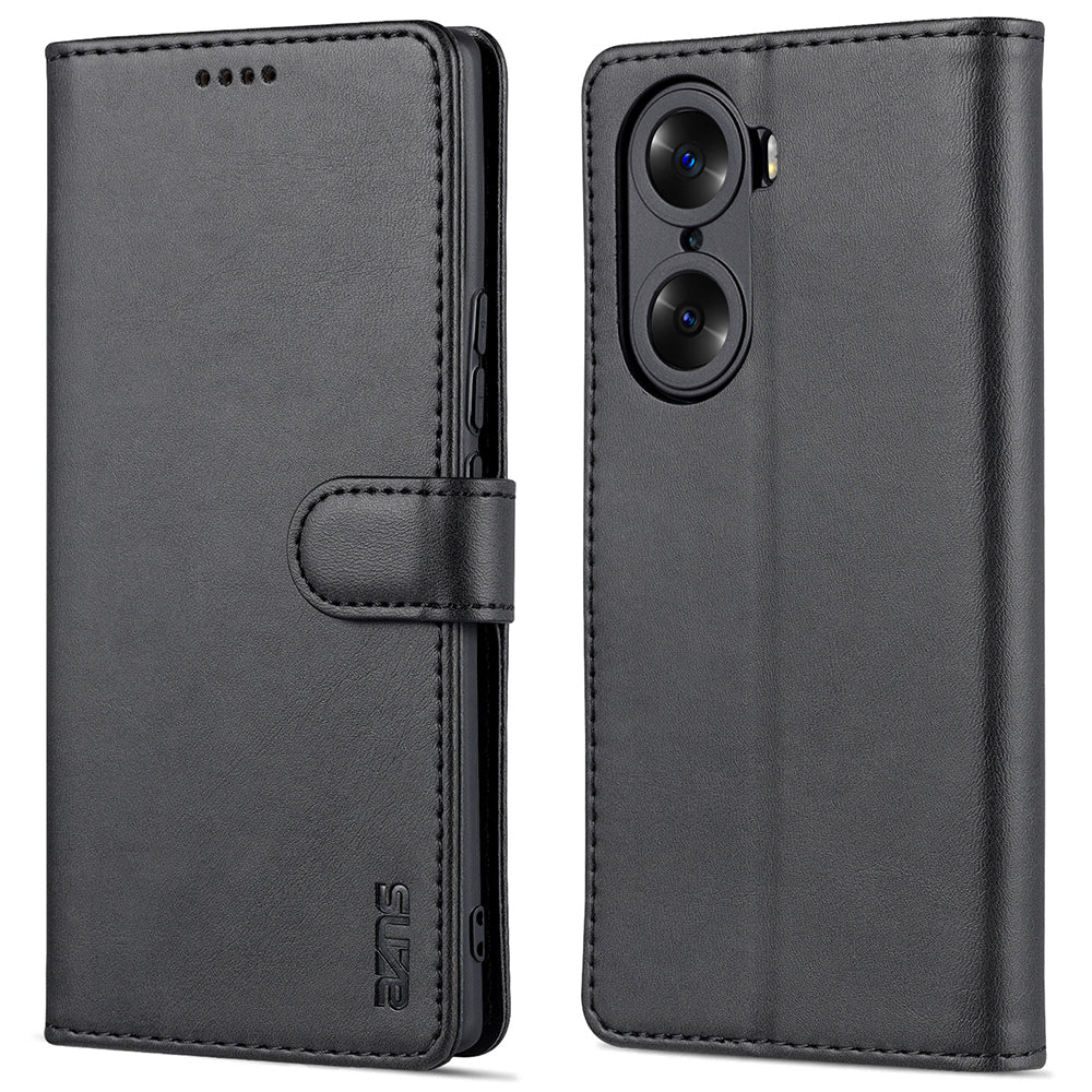 AZNS for Honor 60 Pro Dual-sided Magnetic Clasp Anti-drop PU Leather Wallet Stand Cell Phone Case Cover