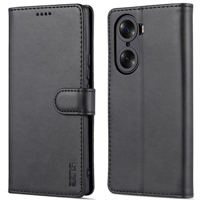 AZNS for Honor 60 Pro Dual-sided Magnetic Clasp Anti-drop PU Leather Wallet Stand Cell Phone Case Cover