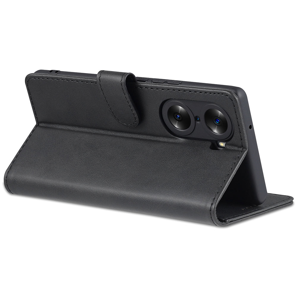 AZNS for Honor 60 Pro Dual-sided Magnetic Clasp Anti-drop PU Leather Wallet Stand Cell Phone Case Cover