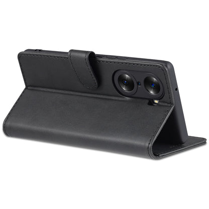 AZNS for Honor 60 Pro Dual-sided Magnetic Clasp Anti-drop PU Leather Wallet Stand Cell Phone Case Cover