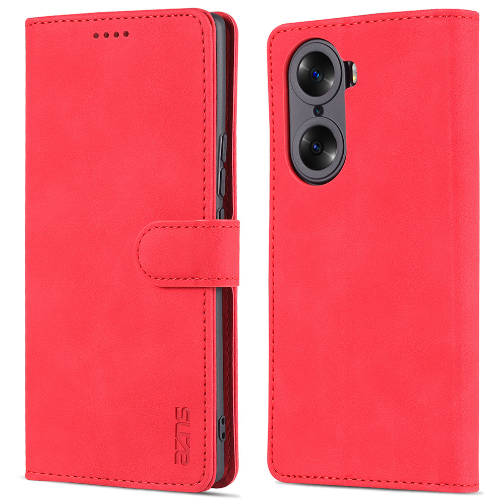 AZNS for Honor 60 Pro Dual-sided Magnetic Clasp Anti-drop PU Leather Wallet Stand Cell Phone Case Cover