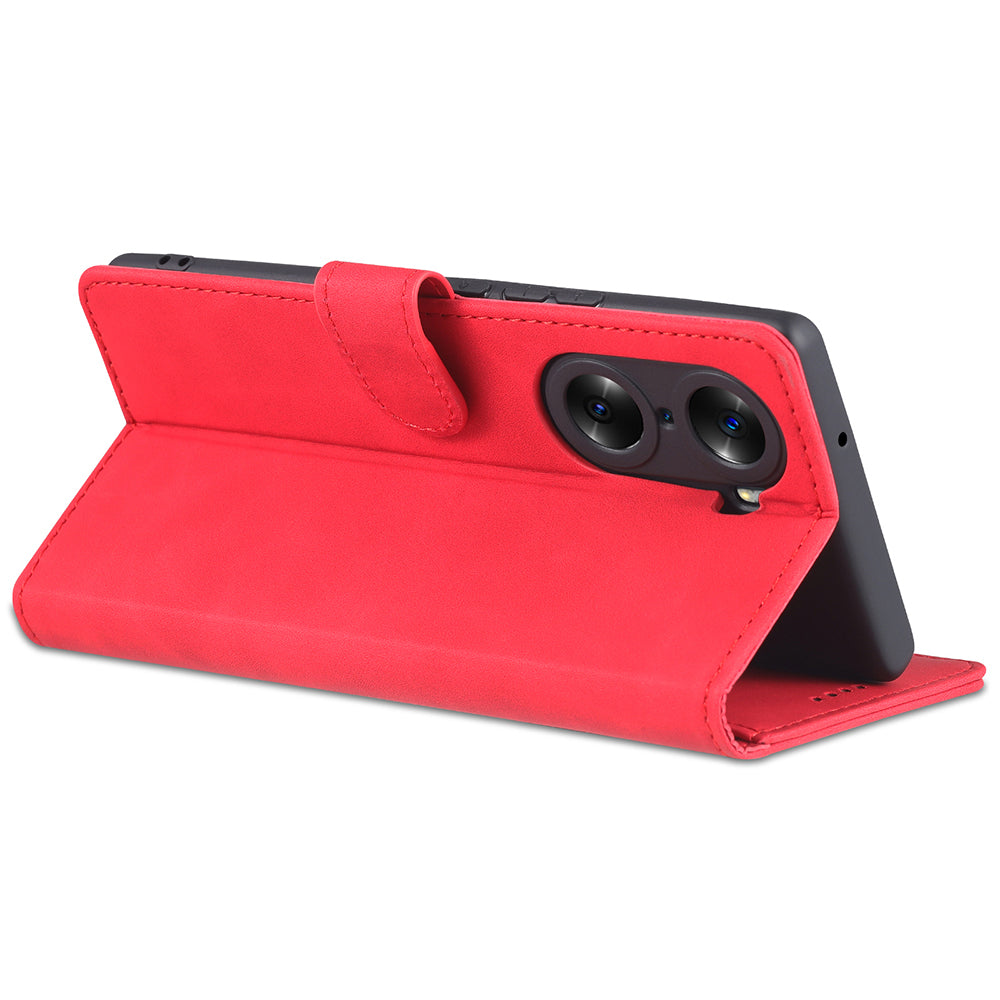 AZNS for Honor 60 Pro Dual-sided Magnetic Clasp Anti-drop PU Leather Wallet Stand Cell Phone Case Cover
