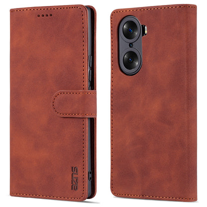 AZNS for Honor 60 Pro Dual-sided Magnetic Clasp Anti-drop PU Leather Wallet Stand Cell Phone Case Cover