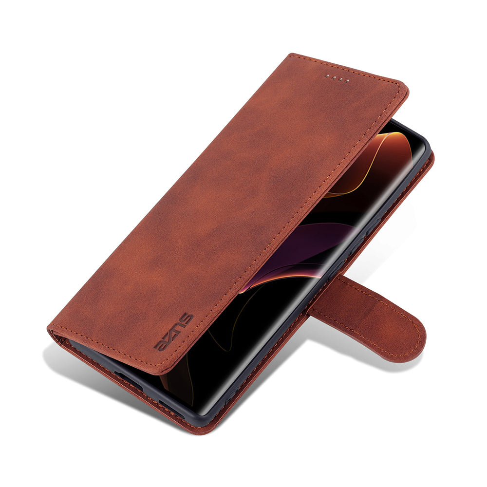 AZNS for Honor 60 Pro Dual-sided Magnetic Clasp Anti-drop PU Leather Wallet Stand Cell Phone Case Cover