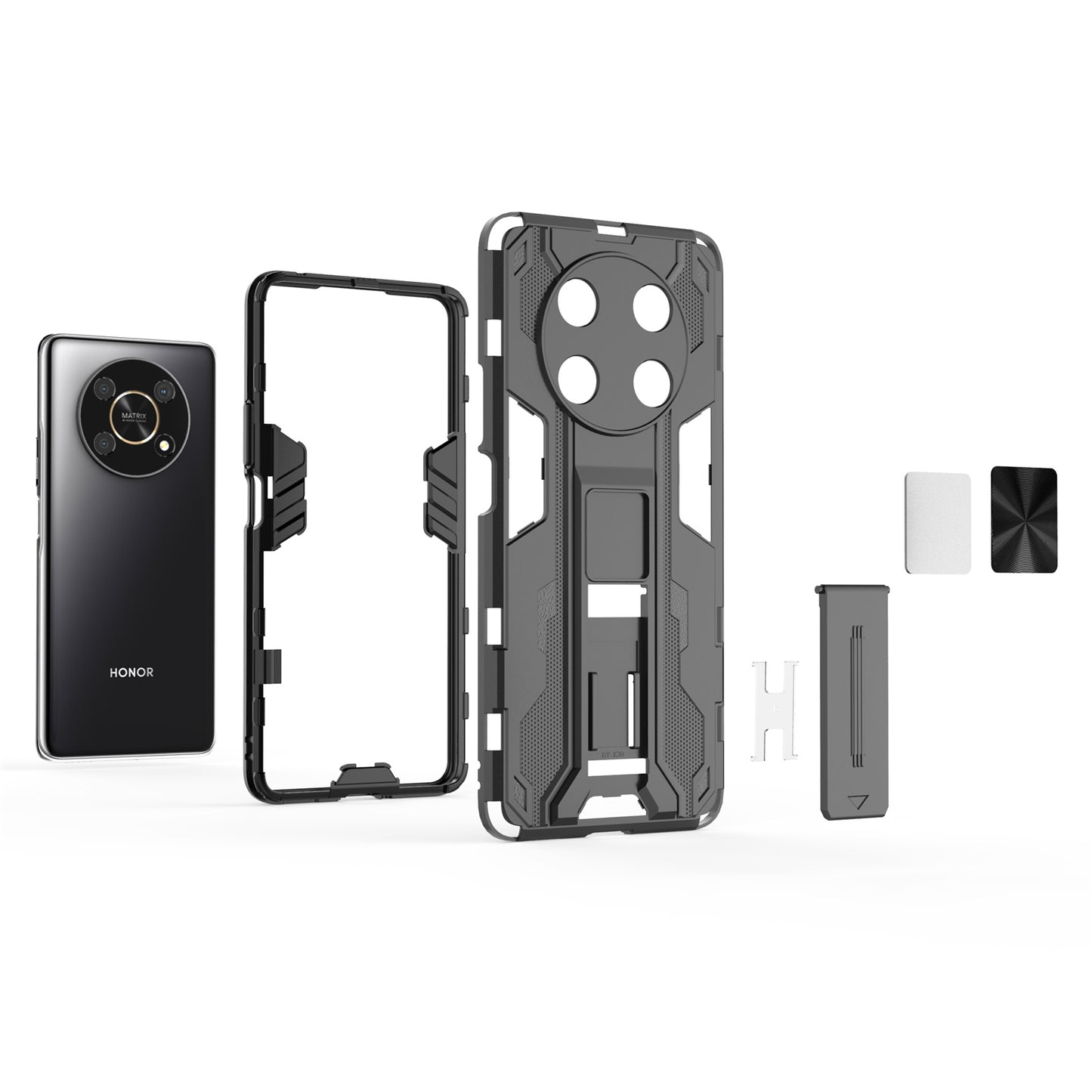For Honor X30 / X9 5G / Magic 4 Lite 5G Shockproof Soft TPU Hard PC Mobile Phone Case Shell with Kickstand