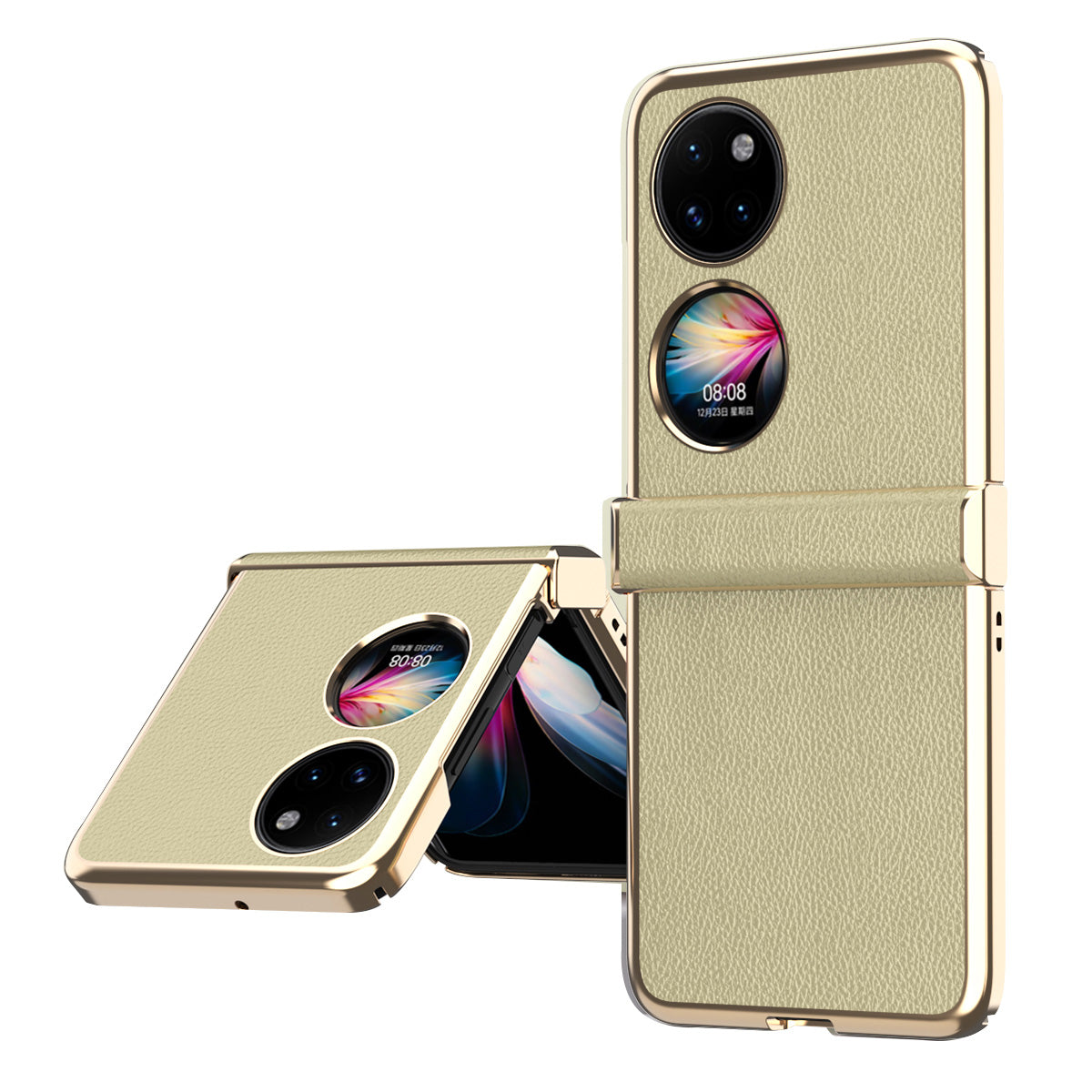 For Huawei P50 Pocket Litchi Textured Surface Metal Frame Folding Phone Case with Flexible Hinge