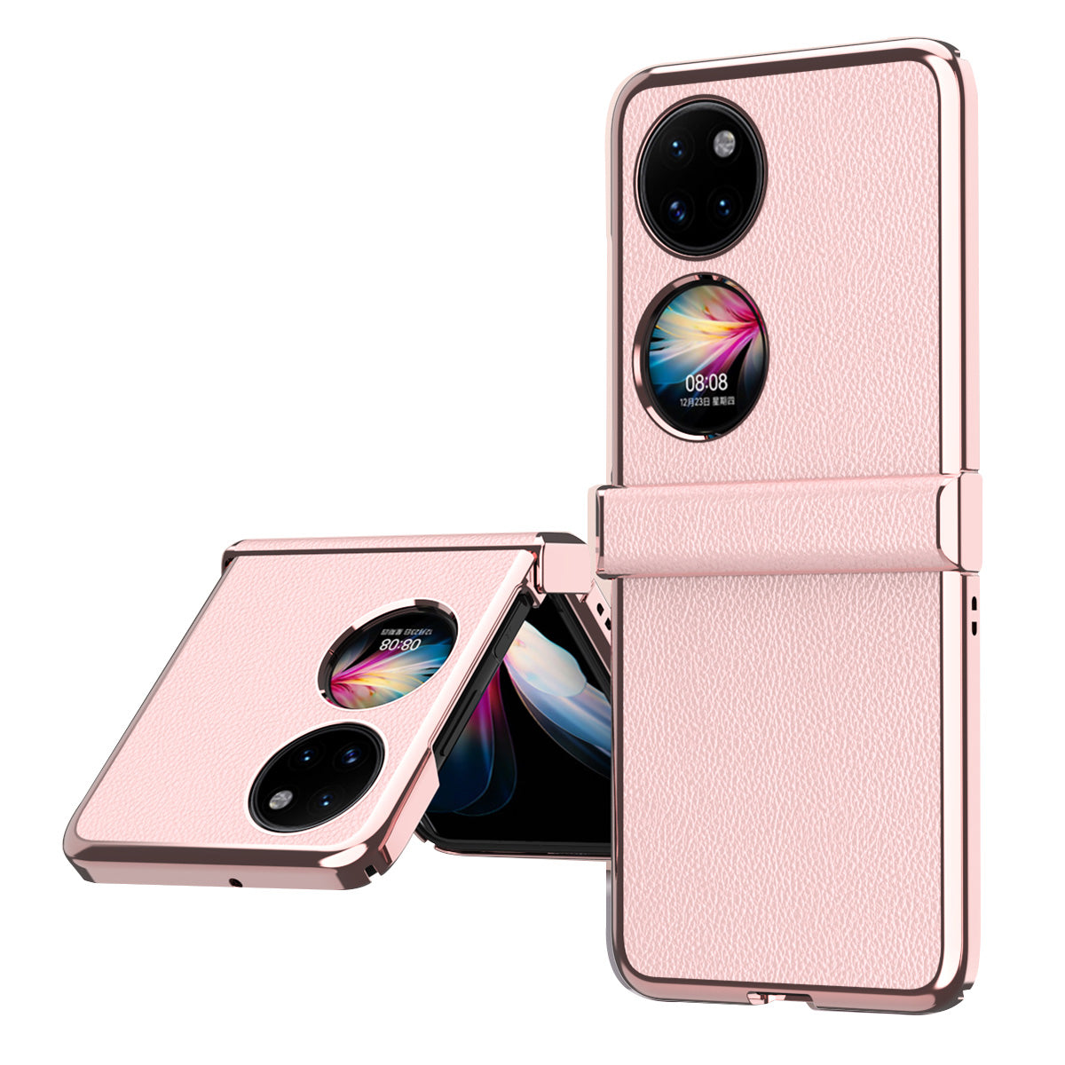 For Huawei P50 Pocket Litchi Textured Surface Metal Frame Folding Phone Case with Flexible Hinge