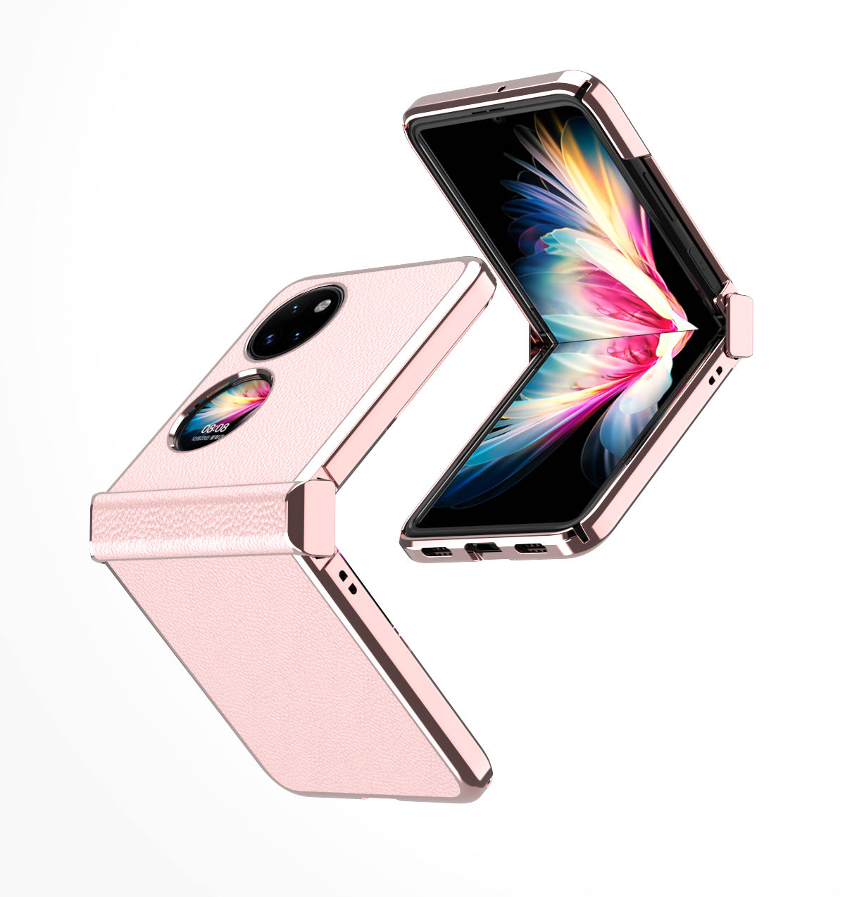 For Huawei P50 Pocket Litchi Textured Surface Metal Frame Folding Phone Case with Flexible Hinge