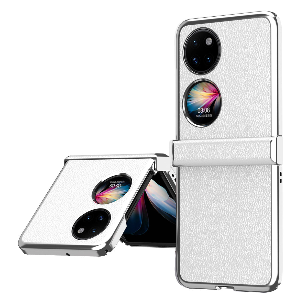 For Huawei P50 Pocket Litchi Textured Surface Metal Frame Folding Phone Case with Flexible Hinge