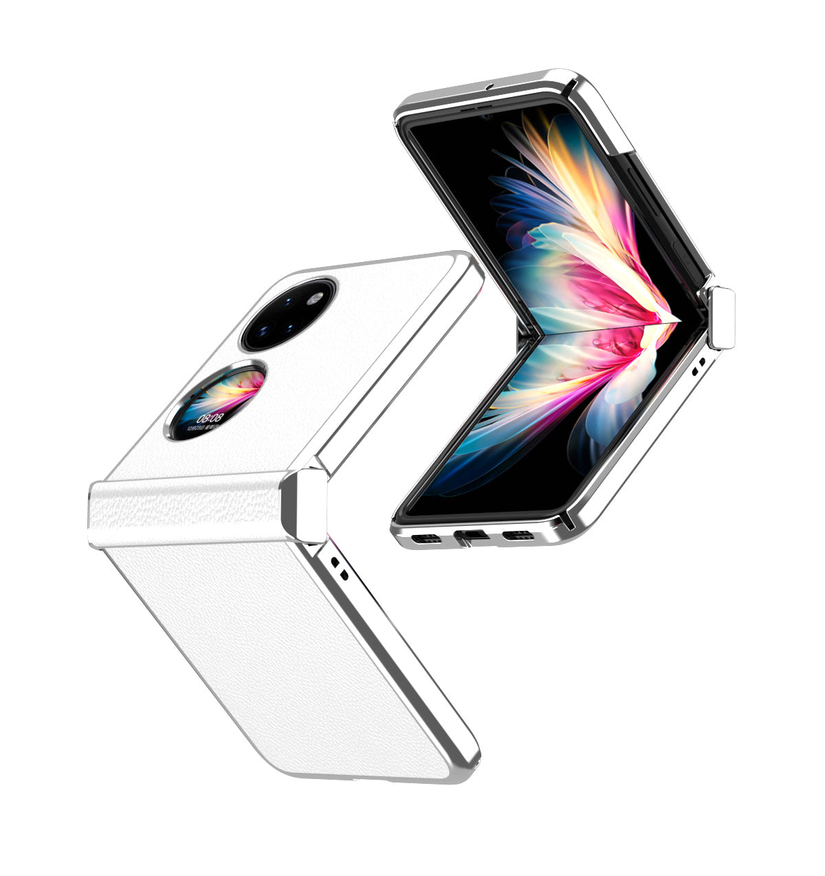 For Huawei P50 Pocket Litchi Textured Surface Metal Frame Folding Phone Case with Flexible Hinge