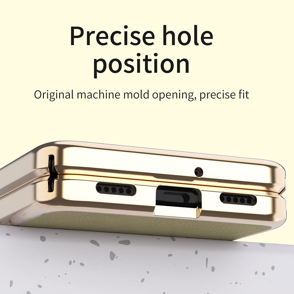 For Huawei P50 Pocket Litchi Textured Surface Metal Frame Folding Phone Case with Flexible Hinge