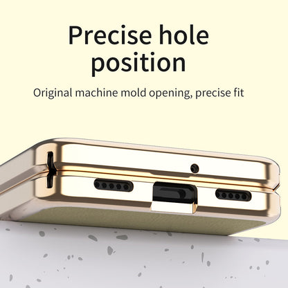 For Huawei P50 Pocket Litchi Textured Surface Metal Frame Folding Phone Case with Flexible Hinge