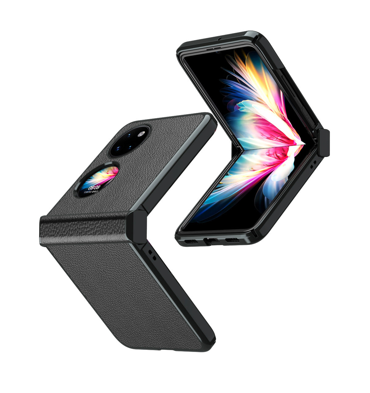 For Huawei P50 Pocket Litchi Textured Surface Metal Frame Folding Phone Case with Flexible Hinge