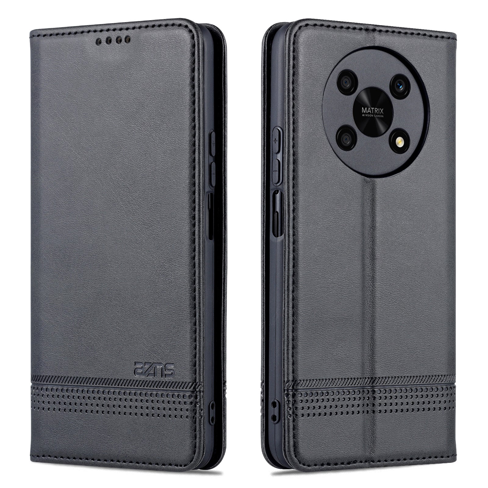 AZNS For Honor X30 / X9 5G / Magic 4 Lite 5G Magnetic Auto-absorbed Textured PU Leather Wallet Stand Protective Phone Case Cover