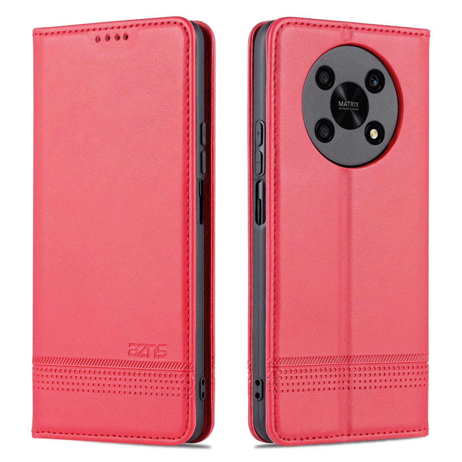 AZNS For Honor X30 / X9 5G / Magic 4 Lite 5G Magnetic Auto-absorbed Textured PU Leather Wallet Stand Protective Phone Case Cover