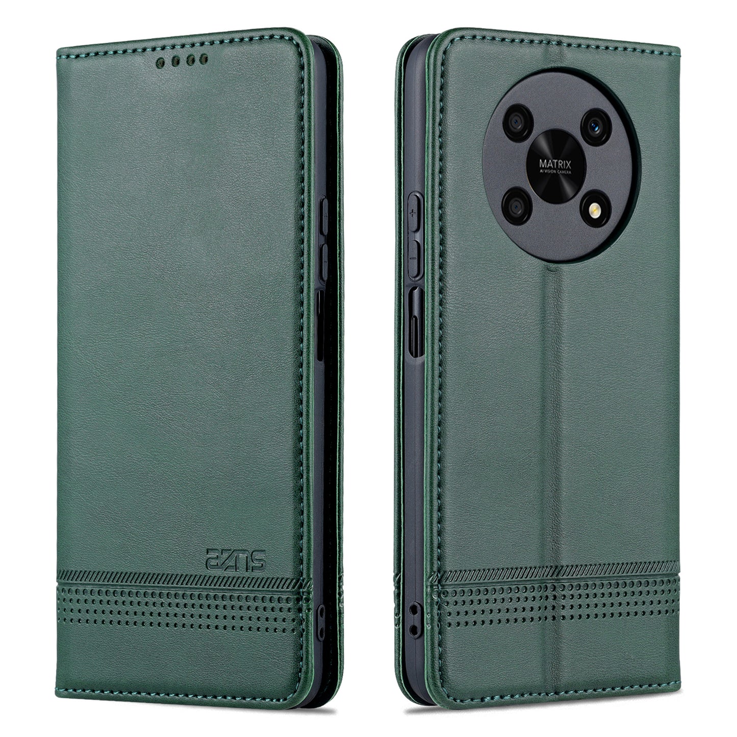 AZNS For Honor X30 / X9 5G / Magic 4 Lite 5G Magnetic Auto-absorbed Textured PU Leather Wallet Stand Protective Phone Case Cover