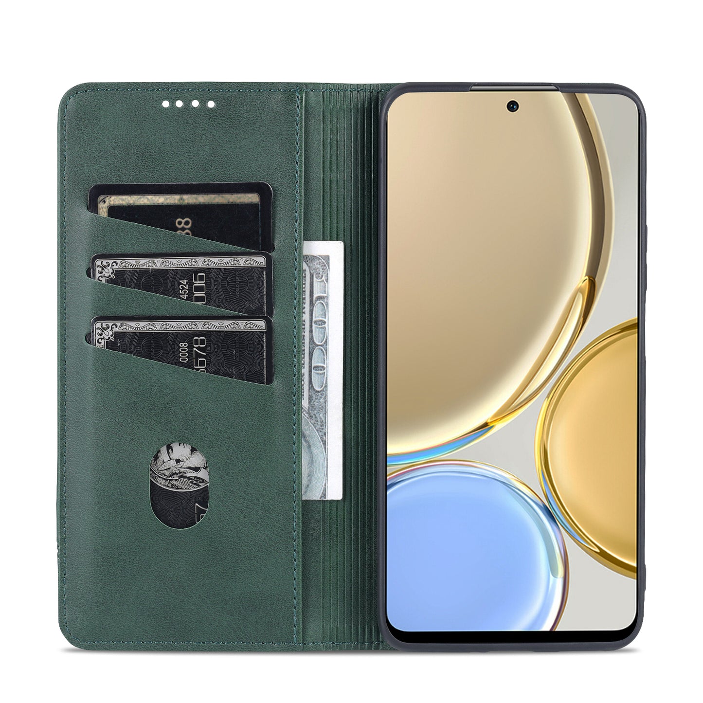 AZNS For Honor X30 / X9 5G / Magic 4 Lite 5G Magnetic Auto-absorbed Textured PU Leather Wallet Stand Protective Phone Case Cover