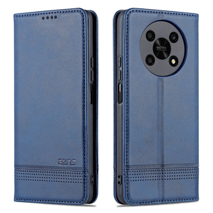 AZNS For Honor X30 / X9 5G / Magic 4 Lite 5G Magnetic Auto-absorbed Textured PU Leather Wallet Stand Protective Phone Case Cover