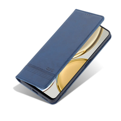 AZNS For Honor X30 / X9 5G / Magic 4 Lite 5G Magnetic Auto-absorbed Textured PU Leather Wallet Stand Protective Phone Case Cover