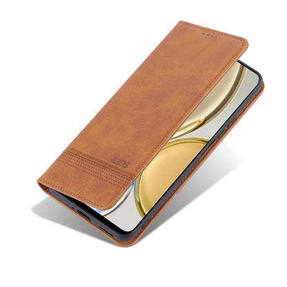 AZNS For Honor X30 / X9 5G / Magic 4 Lite 5G Magnetic Auto-absorbed Textured PU Leather Wallet Stand Protective Phone Case Cover